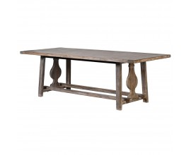 Vidiecky obdĺžnikový jedálenský stôl Merlin v masívnom drevenom vyhotovení s hnedou povrchovou úpravou a ošúchaným efektom 240cm