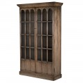 Presklen&aacute; vysok&aacute; rustik&aacute;lna vitr&iacute;na Darks z mas&iacute;vu s dvierkami v tmavej čokol&aacute;dovej hnedej farbe s o&scaron;&uacute;chan&yacute;m efektom 203cm