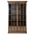 Presklen&aacute; vysok&aacute; rustik&aacute;lna vitr&iacute;na Darks z mas&iacute;vu s dvierkami v tmavej čokol&aacute;dovej hnedej farbe s o&scaron;&uacute;chan&yacute;m efektom 203cm