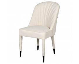 Luxusná buklé jedálenská stolička Nivea s off white bielym čalúnením s tvarovanou prešívanou chrbtovou opierkou 94cm