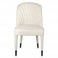 Buklé dizajnová jedálenská stolička Nivea s bielym čalúnením s chrbtovou opierkou v tvare mušle