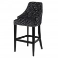 Luxusná chesterfield barová stolička Breca v art-deco štýle so vzorovaným čalúnením čiernej farby na štýl rybých šupín