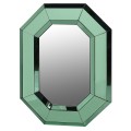 Dizajnové art-deco zrkadlo Piana s ôsmymi hranami v smaragdovo zelenej farbe