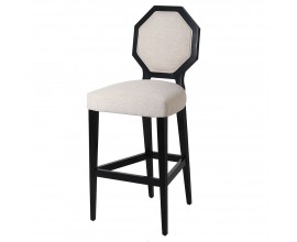 Čierna barová stolička Malbis z dreva s off white bielym poťahom 118cm
