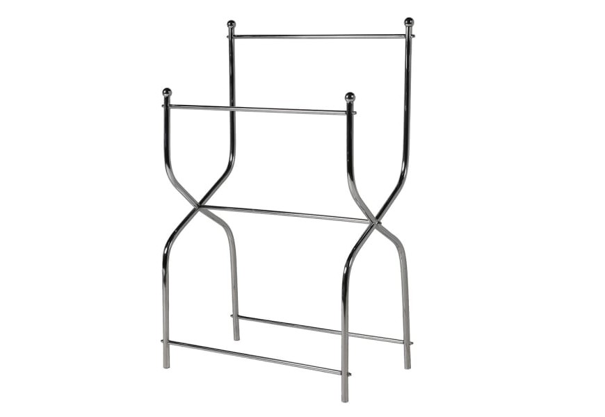 Elegantný art deco stojan na uteráky Dominion do kúpelne z kovu v striebornom prevedení