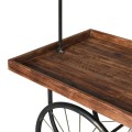 Industriálny odkladací vozík Katar s čiernou kovovou konetrukciou a masívnou drevenou doskou 190cm