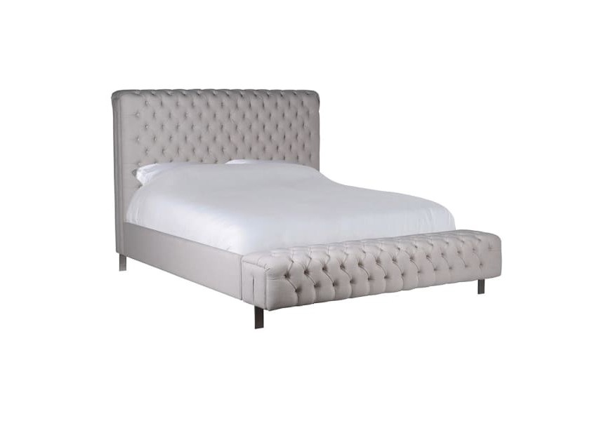 Vintage manželská posteľ Oberstell s chesterfield prešívaním v svetlosivej farbe 190cm