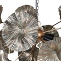 Vintage závesná lampa Ophelis z kovu so zdobením v tvare listov zlatej farby 50cm