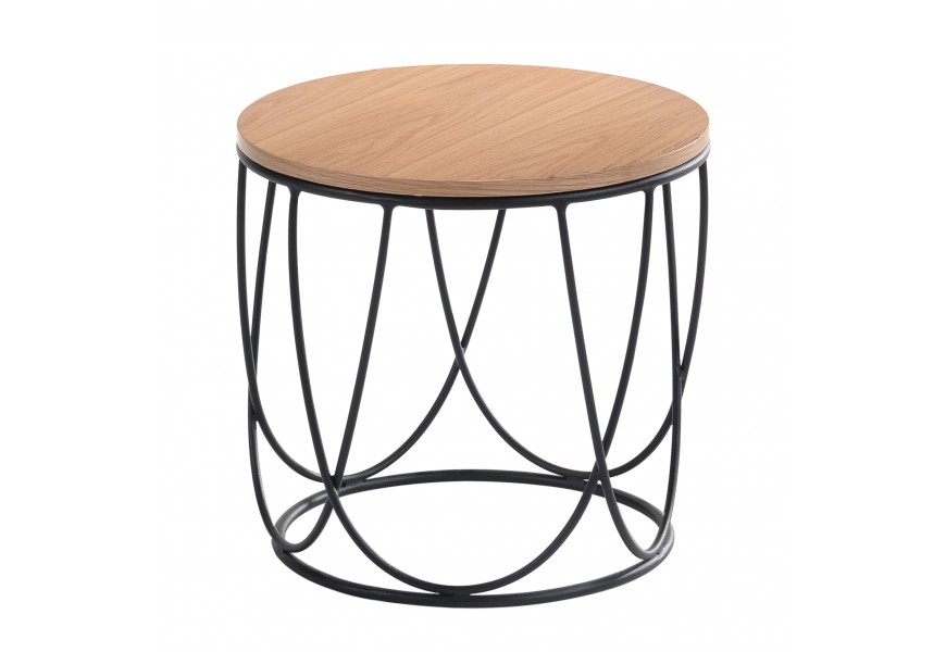 Moderný príručný stolík Nordica Clara vo svetlo hnedom dubovom drevenom prevedení s kovovou podstavou čiernej farby