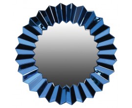 Art-deco moderné nástenné zrkadlo Senchi s dizajnovým rámom elektrickej modrej farby so zrkadlovým efektom 100cm