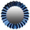 Elegantné moderné zrkadlo Senchi s okrúhlym rámom elektrickej modrej farby so zrkadlovým efektom