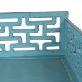Luxusná orientálna posteľ Azuleto II z brestového dreva v tyrkysovom modrom prevedení a unikátnym vyrezávaným dekorom 100cm