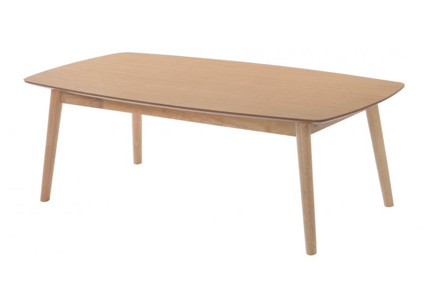 Moderný konferenčný stolík Nordica Clara s obdĺžnikovou dyhovanou doskou svetlo hnedej farby so štyrmi nožičkami z masívu dub