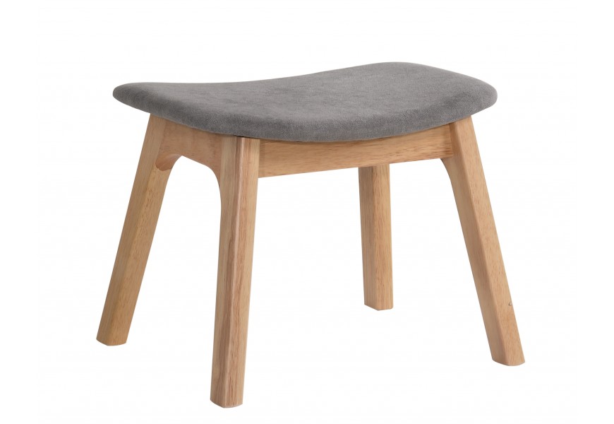 Dizajnová taburetka Nordica Clara zo svetlo hnedého dreva so svetlo sivým čalúnením v prevedení dub