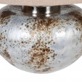 Vintage kovová sivo-béžová stolná lampa Tyene s jemnou prskanou kresbou a ľanový tienidlom ustricovej farby 52cm