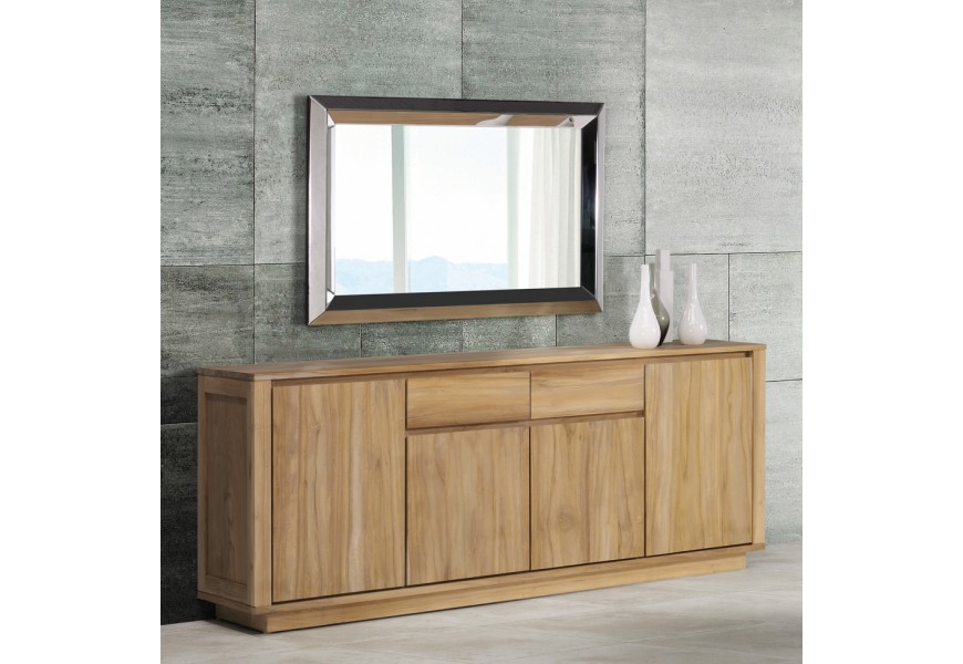 Hnedá masívna komoda Fjordar v škandinávskom prírodnom prevedení s úložným priestorom