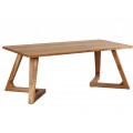Hnedý škandinávsky jedálenský stôl Fjordar z masívneho dreva teak s tvarovanými šikmými nožičkami