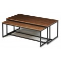 Drevený obdĺžnikový hnedý konferenčný stolík Vidar s čiernou kovovou podstavou