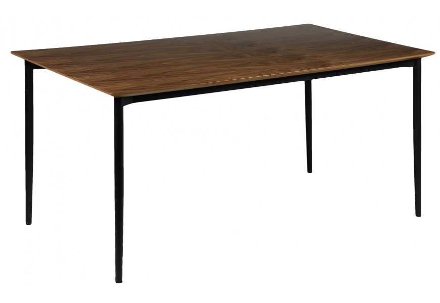 Škandinávsky obdĺžnikový jedálenský stôl Vidar s čiernymi kovovými nožičkami orechovo hnedý
