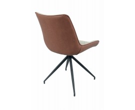 Moderná kožená jedálenská stolička Vidar z eko kože s čiernymi kovovými nožičkami dvojtónová béžová hnedá 88cm