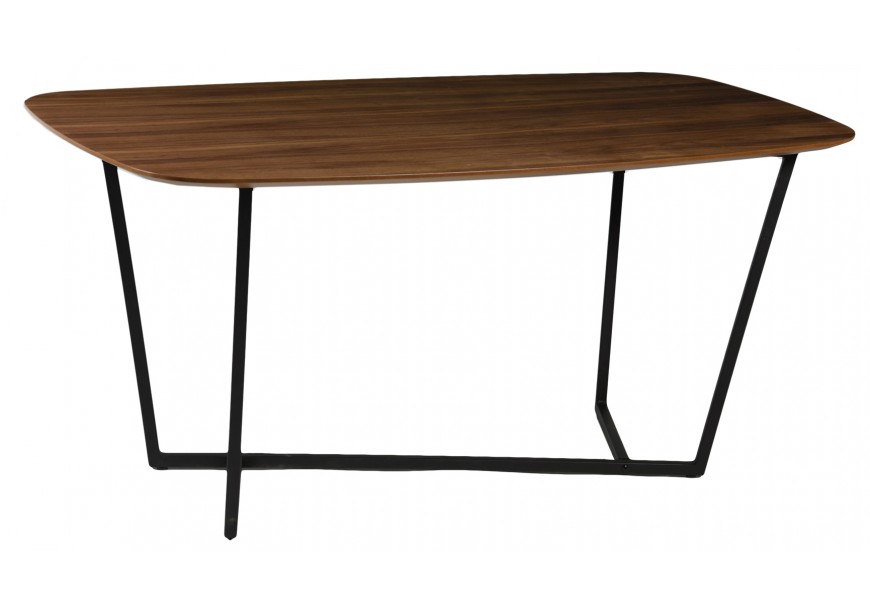 Škandinávsky obdĺžnikový jedálenský stôl Vidar s kovovou podstavou čiernej farby orechovo hnedý