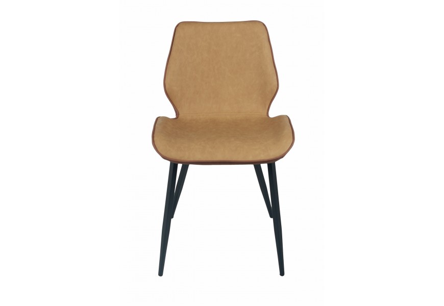 Škandinávska jedálenská stolička Vidar s čalúnením z eko kože s kovovými nožičkami čiernej farby dvojtónová hnedá