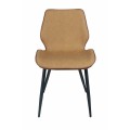 Škandinávska jedálenská stolička Vidar s čalúnením z eko kože s kovovými nožičkami čiernej farby dvojtónová hnedá
