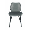 Moderná sivá jedálenská stolička Vidar s tmavo sivým eko koženým čalúnením s čiernymi nožičkami z kovu