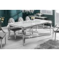 Moderní barokní bílo stříbrný dlouhý jídelní stůl Modern Barock pro deseti lidí s mramorovou deskou