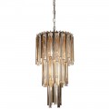 Art-deco sklenený hnedý stupňovitý luster Euron so zlatými detailami a reťazou 65cm