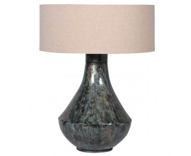 Vintage dizajnová nočná lampa Belami s keramickou podstavou a okrúhlym textilným tienidlom 71cm