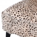 Art deco glamour béžovo čierne kreslo Stelmaria bez opierok s kožušinovým poťahom z leoparda 79cm