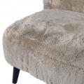 Art deco glamour čierno sivé kreslo Kaisa z masívu bez opierok z ovčej kožušiny holubičej farby 81cm