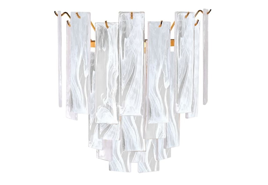 Art-deco n&aacute;stenn&aacute; lampa Crystaline bielo-priesvitnej farby zo skla s kovovou zlatou kon&scaron;trukciou 35cm