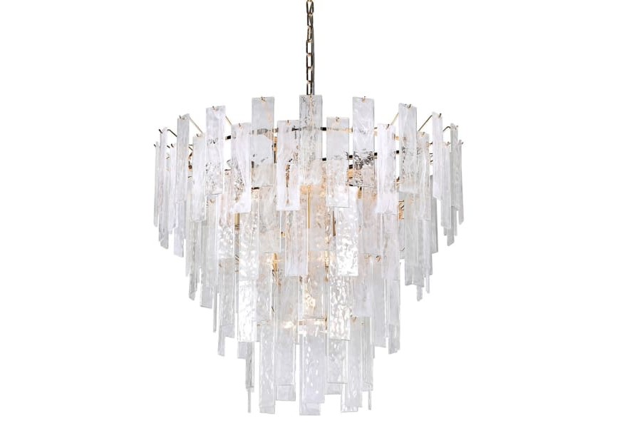 Art deco luster Crystaline s kovovou konštrukciou a sklenenou výzdobou 65cm