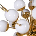Exkluzívny zlato-biely luster Starlight v art-deco štýle s kovovou konštrukciou a sklenenými guľatými tienidlami 82cm