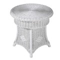 Ratanový príručný stolík Ratania Blanc okrúhleho tvaru bielej farby 62cm
