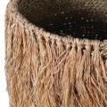 Set troch prírodných pletených ručne vyrábaných košíkov Wildo v stredne hnedej farbe z morskej trávy okrúhleho tvaru