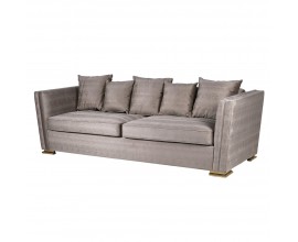 Sivá trojsedačka Fellyflow s látkovým čalúnením so vzorom srsti a kovovými nožičkami v zlatej farbe