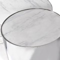 Art deco chrómový konferenčný stolík Smithen kruhového tvaru s mramorovou povrchovou doskou