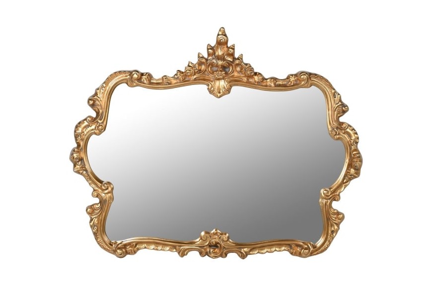 Barokov&eacute; n&aacute;stenn&eacute; zrkadlo Duchess s ornament&aacute;lnym ozdobn&yacute;m r&aacute;mom v zlatej farbe 132cm