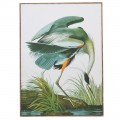 Obraz Crane so vzhľadom tropického žeriava v drevenom ráme hnedej farby