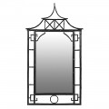 Bambusové závesné orientálne art deco obdĺžnikové zrkadlo Panda II v čiernom vyhotovení inšpirovanom budhistickými chrámami pagoda so špicatým vrcholom