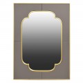 Moderné nástenné zrkadlo Logdey z kovu zlatej farby a sivým rámom