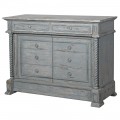 Masívna komoda Heritage s dvoma vyrezávanými dvierkami so vzhľadom zásuviek staromodrá vintage
