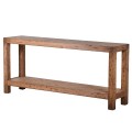Drevená konzola Emilio vo vidieckom štýle z borovicového masívu prírodnej hnedej farbe s parketovým vzorom