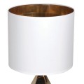 Art deco elegantná stolná lampa Seymour s keramickou zlatou podstavou a bielym tienidlom 60cm