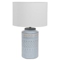 Dizajnová vintage nočná lampa Jasper s konštrukciou z porcelánu v svetlomodrom prevedení s bielym tienidlom