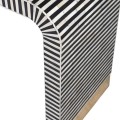Art deco luxusný konzolový stolík Daytona v čierno-bielom prevedení s intarziou z kostí a živice a so zlatými prvkami 117cm