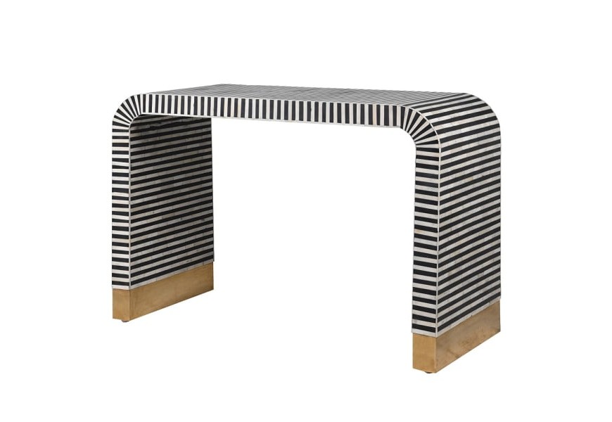 Luxusný konzolový stolík Daytona v art deco štýle čierno-bielej farby so zlatými prvkami